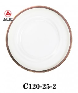 Hot Sale Traditional Handmade Glass Chrager Plate with colored rim gold silver rosegold C120-25