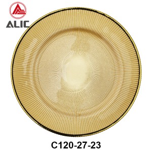 Hot Sale High Quality Handmade Glass Charger Plate radial style with gold rim set of 3 # C120-27-23