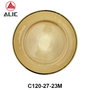 Hot Sale High Quality Handmade Glass Charger Plate radial style with gold rim set of 3 # C120-27-23