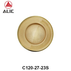 Hot Sale High Quality Handmade Glass Charger Plate radial style with gold rim set of 3 # C120-27-23