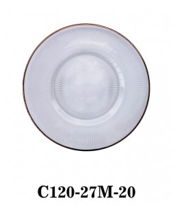 Hot Sale High Quality Handmade Glass Charger Plate for party/rental radial style with gold silver or multicolor C120-27