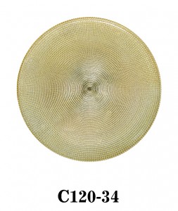 High Quality Handmade Glass Charger Plate for party/rent radio lattice with gold color C120-34