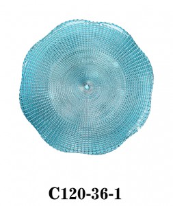 High Quality Handmade Glass Charger Plate for party/rent radio lattice with irregular edge C120-36