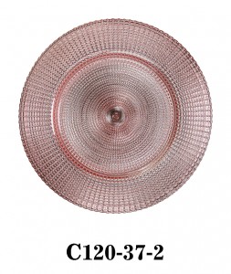 High Quality Handmade Glass Charger Plate for party/rent radio lattice with gold silver pink and multicolor C120-37