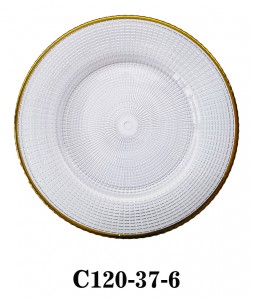 High Quality Handmade Glass Charger Plate for party/rent radio lattice with gold silver pink and multicolor C120-37