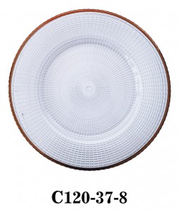 High Quality Handmade Glass Charger Plate for party/rent radio lattice with gold silver pink and multicolor C120-37