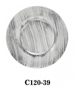 Handmade Glass Charger Plate for party/rental silver and white color C120-39