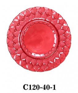 Handmade Glass Charger Plate pine style for home/party/rent gold silver red purple colored C120-40