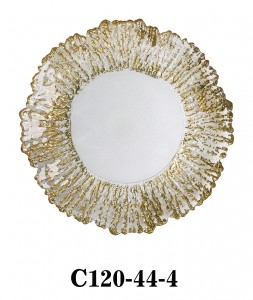 High Quality Handmade Glass Charger Plate for Wedding Party or Rental gold silver colored  C120-44