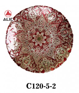 luxury wholesale designer Reff Glass charger plates wedding decoration dinner plate charge green/red/yellow flower C120-5