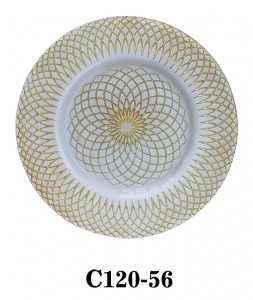 Luxury Handmade Glass Charger Plate for Gift or Party gold and white colored C120-56