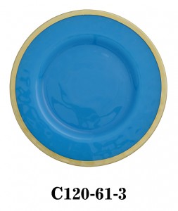 Handmade Glass Charger Plate for Party or Rental in multi colors with golden rim C120-61