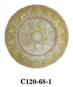Handmade Luxury Baroco style Glass Charger Plate for Party or Rental in gold/silver/copper color C120-68
