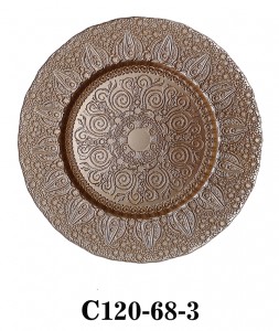 Handmade Luxury Baroco style Glass Charger Plate for Party or Rental in gold/silver/copper color C120-68
