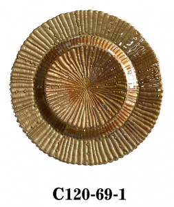 Handmade Glass Charger Plate for Party or Rental in Radial Groove Pattern in silver/copper color C120-69