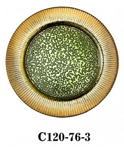 Handmade Luxury Glass Charger Plate with bubble centered and radial fringe decoration for Table Party or Rental in bicolour C120-76