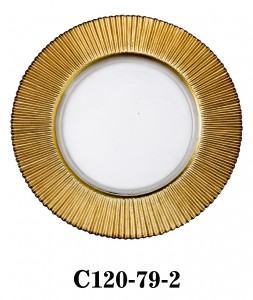 Handmade Glass Charger Plate with radial fringe for Table Party or Rental in silver/gold/lucent colour or with gold rim decoration C120-79