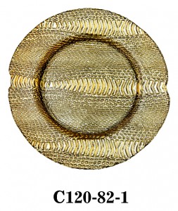 Handmade Glass Charger Plate with fishbone decoration in gold/silver color for Table Party or Rental C120-82