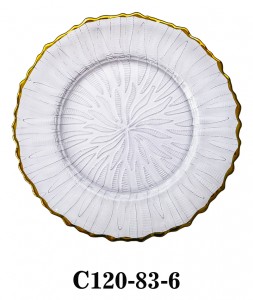 Handmade Glass Charger Plate in gold/black/silver/blue/white color for Table Party or Rental C120-83