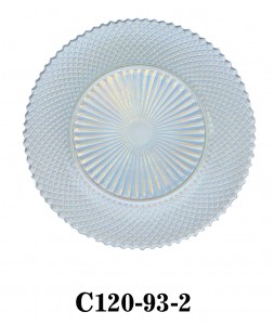 Handmade Luxury Carved Glass Charger Plate in clear color and iridescent color for Table Party or Rental C120-93