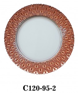 Handmade Fancy Glass Charger Plate in clear color or colored border for Table Party or Rental C120-95