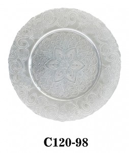 Handmade Luxury Clear Glass Charger Plate lace style looks for Table Party or Rental C120-98
