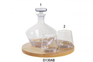 Customerized Khisky Glass Set with a wood tray DECANTER + DOF D123AB