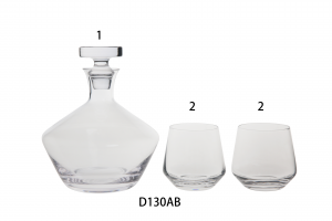 Customerized Khisky Glass Set with a wood tray DECANTER + DOF D123AB