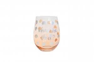 Custom classic heat decal wine glass traditional stemless wine glasses clear water spirits glass cup gifts for wedding birthday grey pink G123ADG