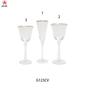 Handmade Wine Glass with gold rim G123CV-2