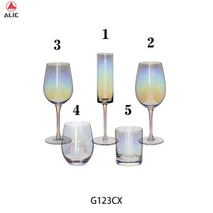 Handmade Tumbler Whisky Glass DOF Lowball with star decoration in iridescent color G123CX-5