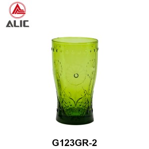 Handmade Vintage Highball Tumbler Glass in nature green color glass 430ml G123GR-2