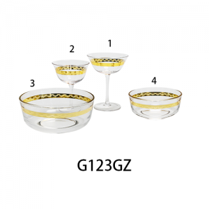 Lead Free High Quality with Gold Band Decal White Wine Glass Goblet G123GZ-2