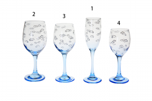 Best Selling Wine Glass Goblet with lovely cloud decal and blue bottom 230ml G123JK-4