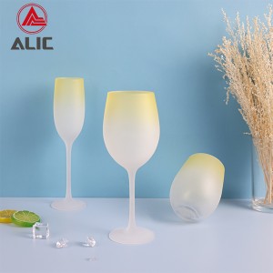 Lead Free High Quantity Painted Matt Mustard Color Champagne Flute Glass G123KH-D1 200ml