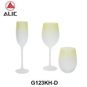 Lead Free High Quantity Painted Matt Mustard Color Champagne Flute Glass G123KH-D1 200ml