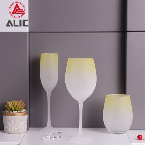 Lead Free High Quantity Painted Matt Mustard Color Champagne Flute Glass G123KH-D1 200ml