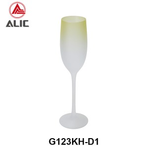 Lead Free High Quantity Painted Matt Mustard Color Champagne Flute Glass G123KH-D1 200ml