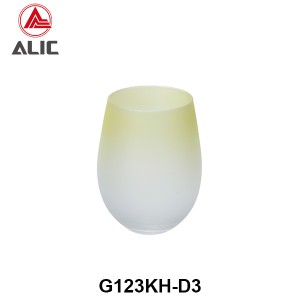 Lead Free High Quantity Painted in Matt Mustard Color Stemless Wine Glass Goblet G123KH-D3 480ml