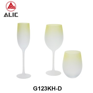 Hand Blown Red Wine Glass Goblet 520ml G123KH-D2 matt finish with mustard color 520ml