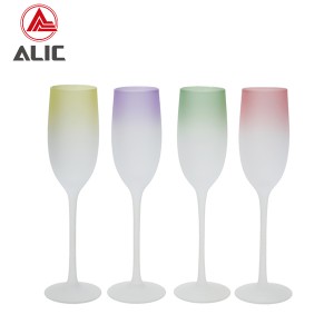 Lead Free High Quantity Painted Matt Mustard Color Champagne Flute Glass G123KH-D1 200ml