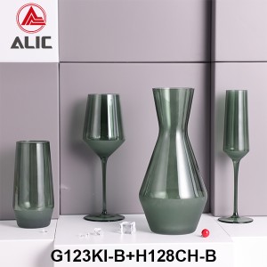 Lead Free High Quantity Hand Painted Pine Green Color Red Wine Glass Goblet  G123KI-B2 450ml