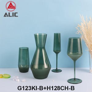 Lead Free High Quantity Hand Painted Pine Green Color Red Wine Glass Goblet  G123KI-B2 450ml