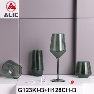 Lead Free High Quantity Hand Painted Pine Green Color Highball Glass Tumbler  G123KI-B4 500ml