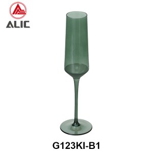 Lead Free High Quantity Hand Painted Pine Green Color Champagne Flute  G123KI-B1 180ml