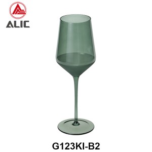 Lead Free High Quantity Hand Painted Pine Green Color Red Wine Glass Goblet  G123KI-B2 450ml