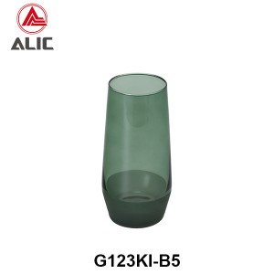 Lead Free High Quantity Hand Painted Pine Green Color Highball Glass Tumbler  G123KI-B5 300ml