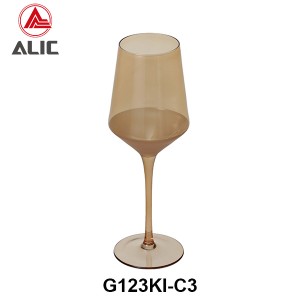 Lead Free High Quantity Hand Painted Amber Color White Wine Glass Goblet  G123KI-C3 360ml