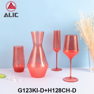 Lead Free High Quantity Hand Painted Orange Color Glass Carafe H128CH-D 1400ml
