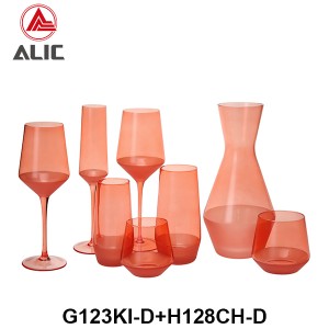 Lead Free High Quantity Hand Painted Orange Color Red Wine Glass Goblet  G123KI-D2 450ml